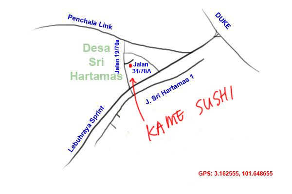 map to Kame Sushi, Sri Hartamas