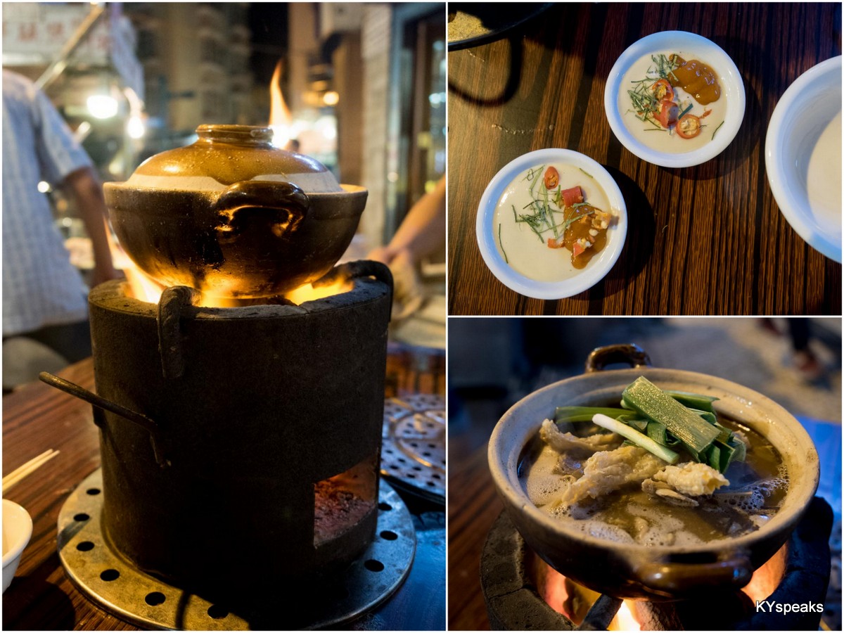 clay pot on charcoal fire on every table