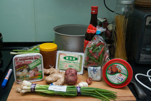 ingredients for kimchi jiggae