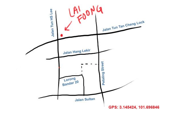 map to Lai Foong kopitiam, KL