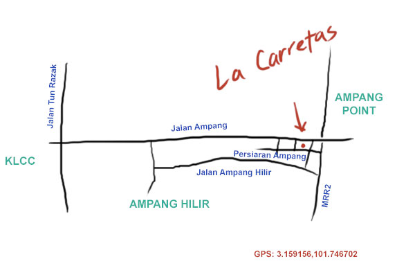 map to Las Carretas, Ampang