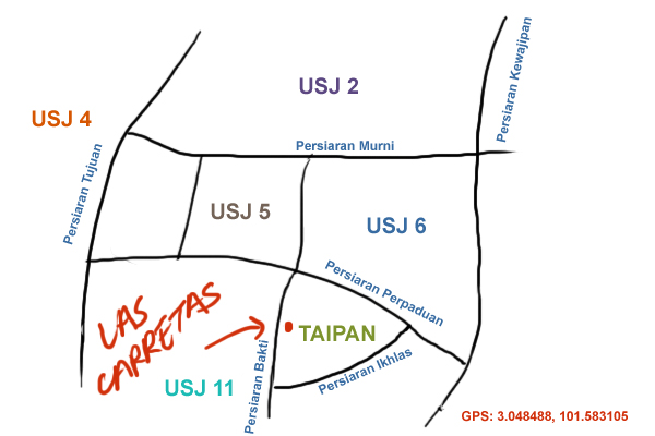 map to Las Carretas at USJ Taipan