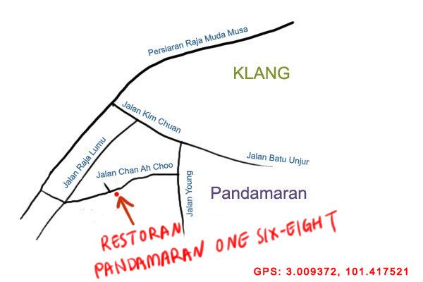 map to Restoran 168 at Pandamaran, Klang