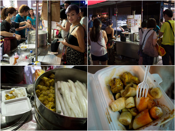 road side stall with chee cheong fun and dimsum in the city