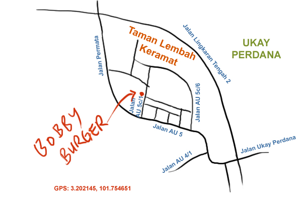 map to Bobby Burger Simpang 3
