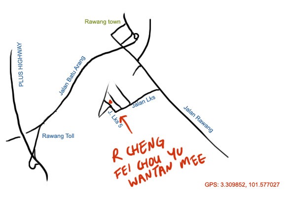 map to R Cheng Tilapia Wantan Mee, Rawang