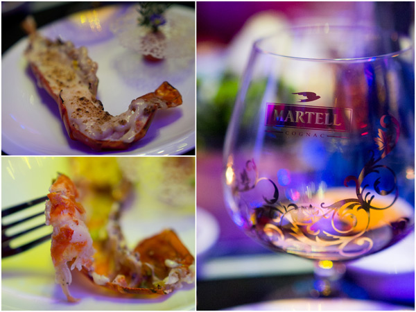baked king prawn with cheese, paired with Martell Cordon Bleu