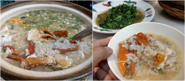seafood porridge with crab and garupa fish