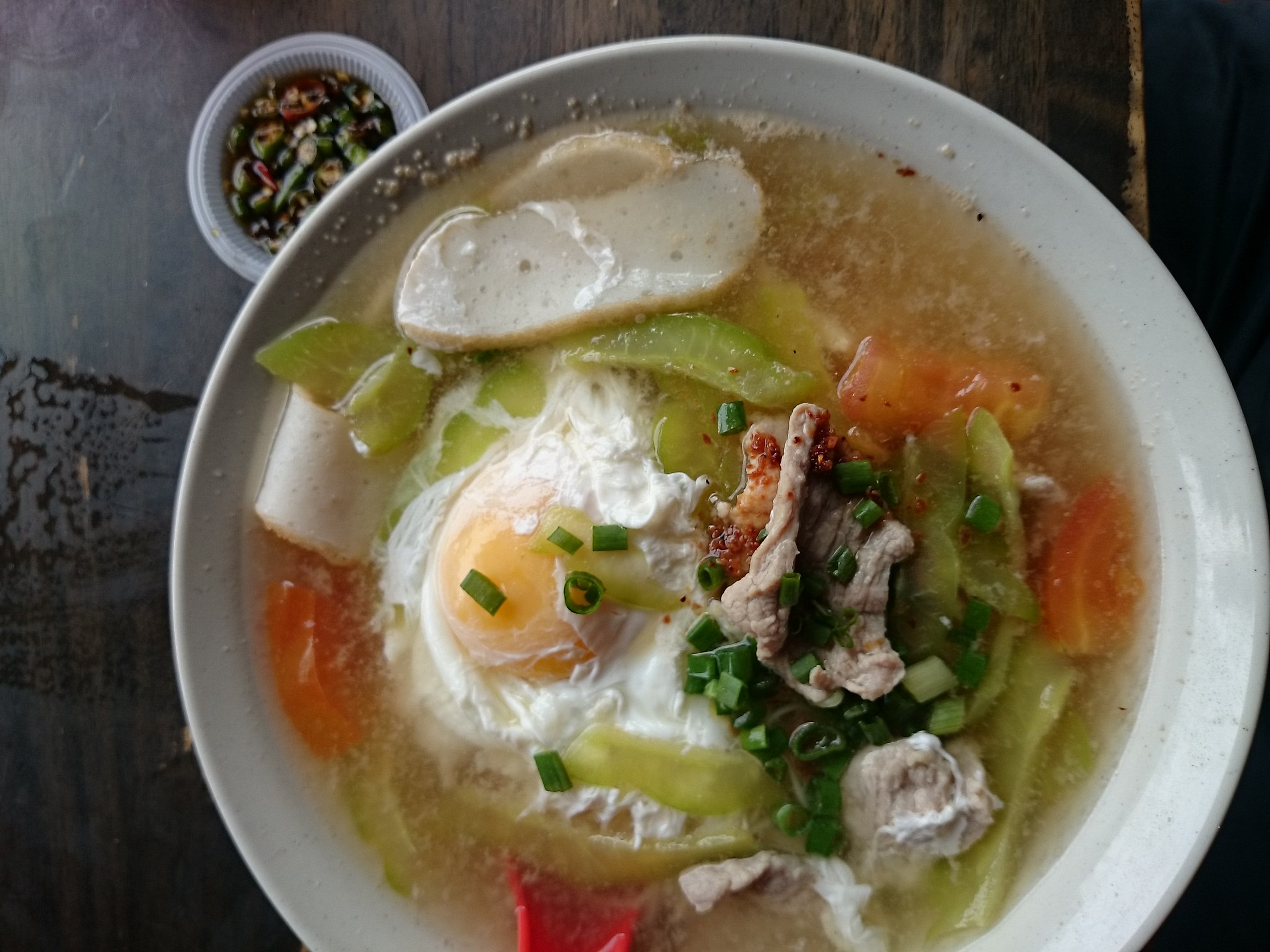 bitter gourd mee suah, with egg