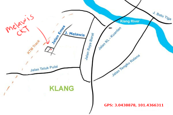 map to Melawis fried kuih teow