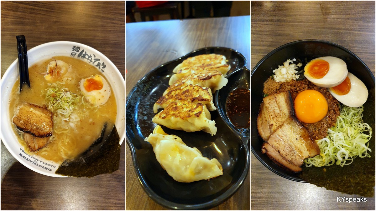 shoyu soup ramen, gyoza, Nagoya mazesoba