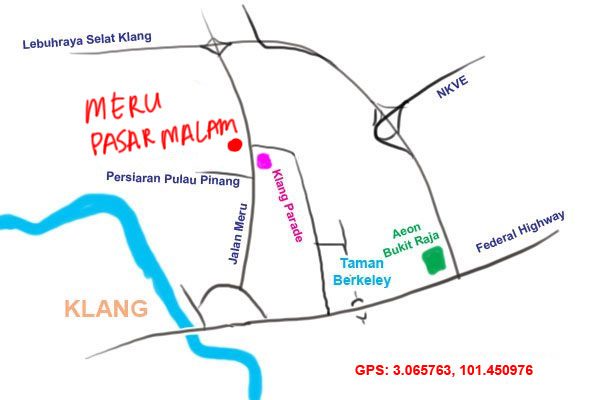 location of pasar malam meru
