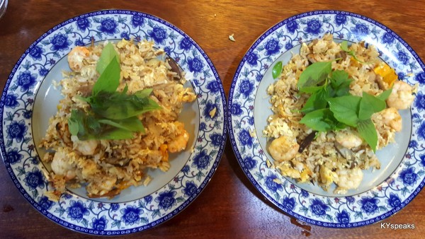 home cooked mushroom and prawn fried rice