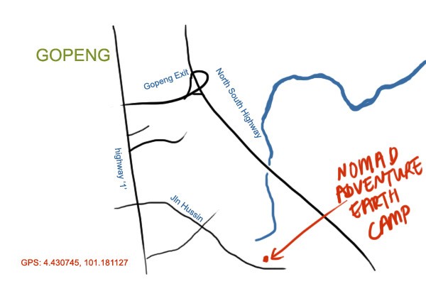 map to Nomad Adventure Earth Camp at Gopeng, Perak