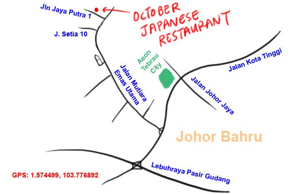 map to October Japanese Restaurant, JB