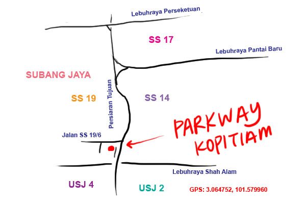 parkway kopitiam map, Subang Jaya