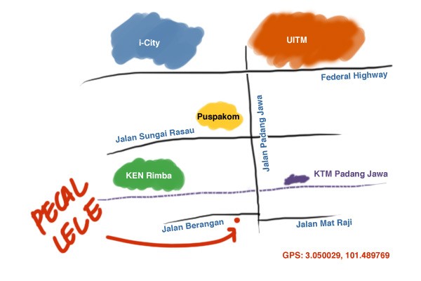 map to Pecal Lele Padang Jawa