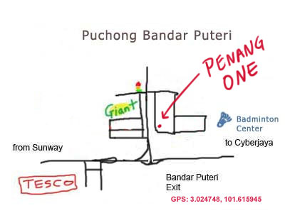 location map of Penang One restaurant