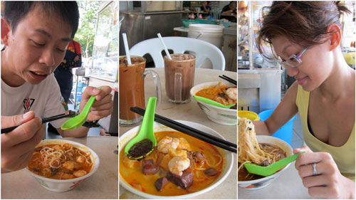 KY and Haze having curry mee at restaurant okay, PJ SS 2