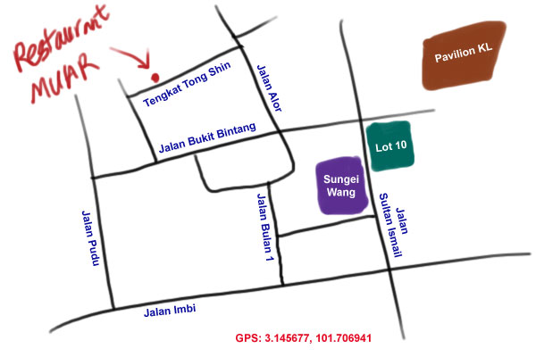 map to Restaurant Muar at Bukit Bintang