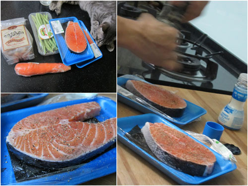 ingredients for salmon steak dinner
