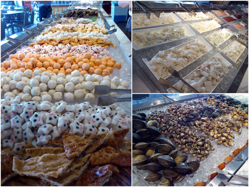 seafood and fishball-ish choices are aplenty