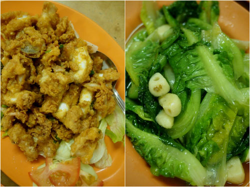 squid with salted egg, vegetable for vitamin c quota