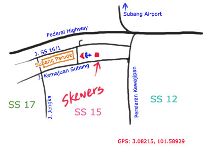 map to Skewers restaurant, Subang Avenue