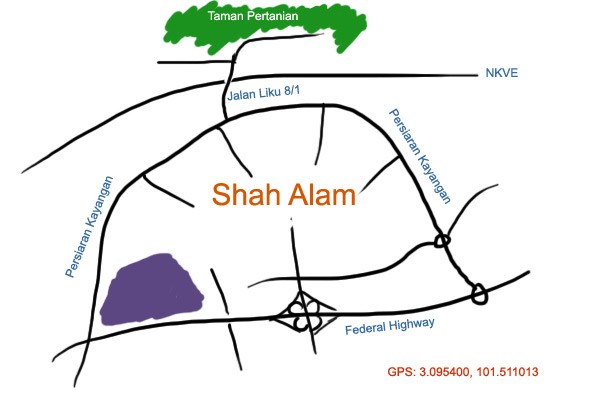 map to Taman Pertanian, Shah Alam