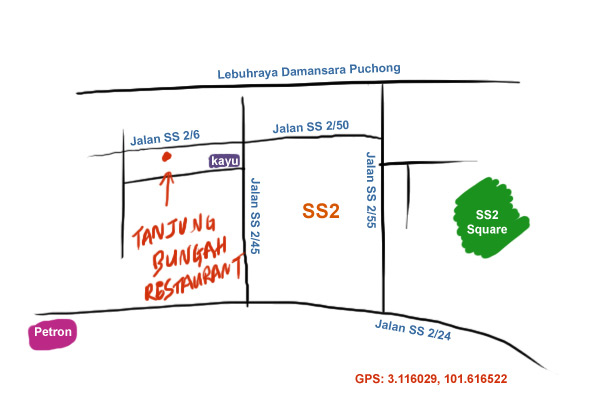 map to Tanjung Bungah Restaruant, SS2