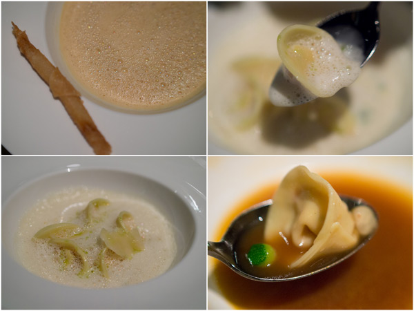 lobster bisque with lobster grissini, lobster tortellini with lobster cream