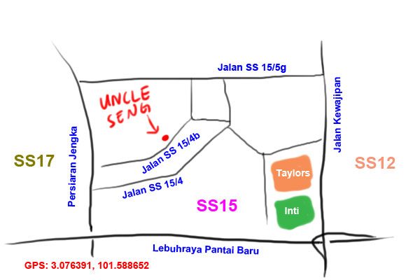 map to Uncle Seng noodle at SS15