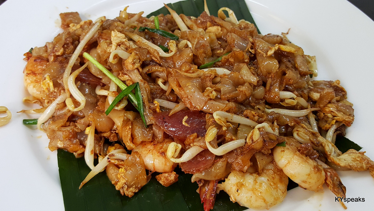 Penang char kuih teow with prawns, cockles, and Chinese sausage