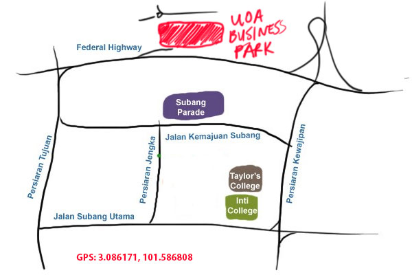 map to UOA business park, shah alam