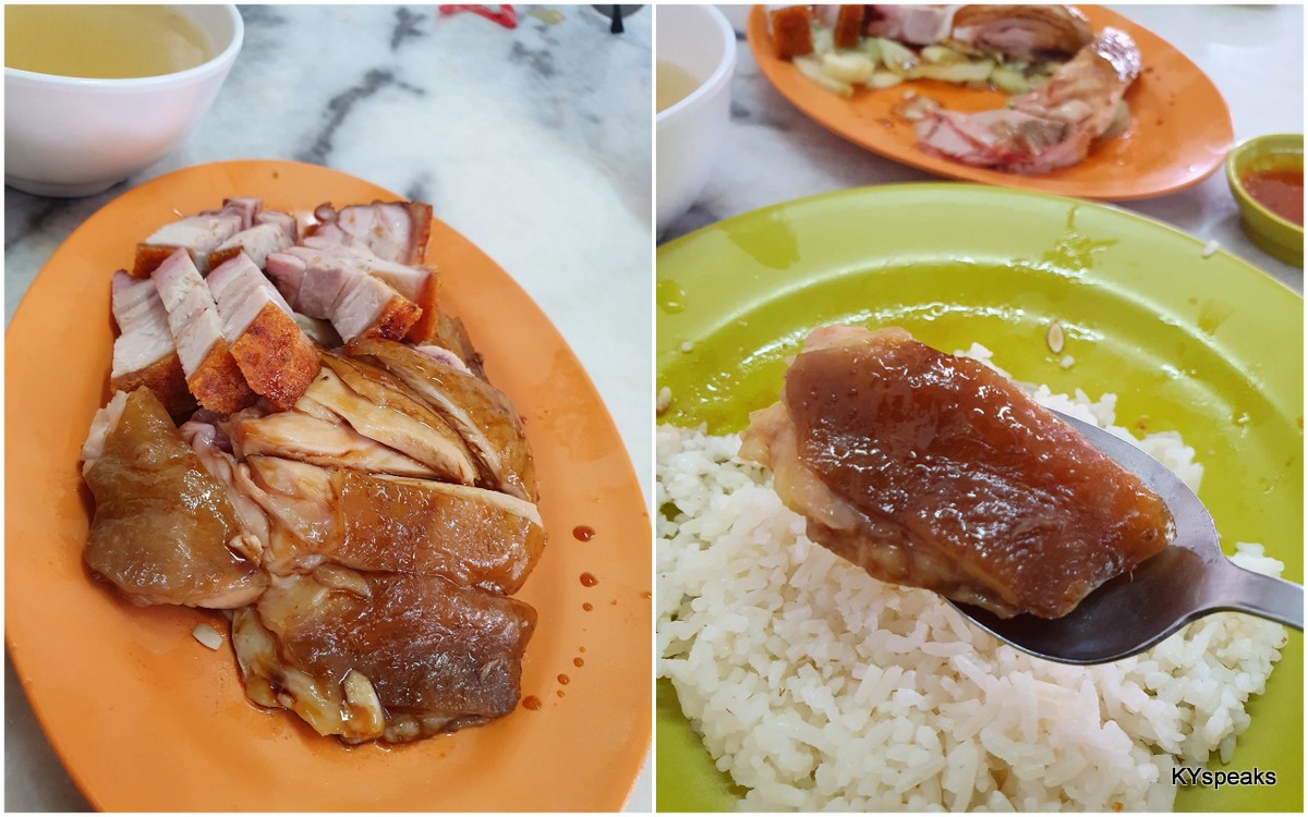soy sauce chicken rice with roast pork, Fatt Kee