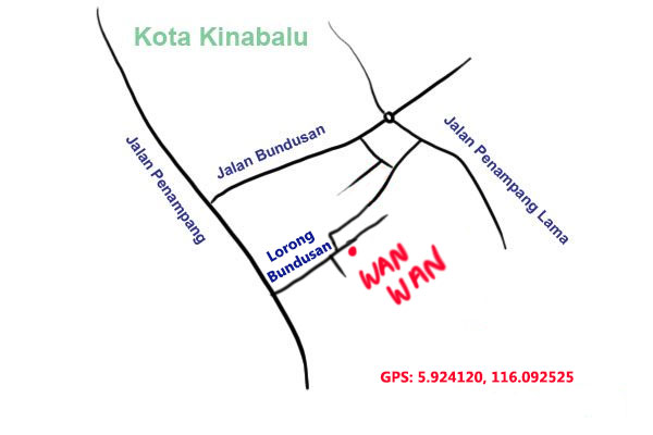 map to wan wan fish noodle, kota kinabalu