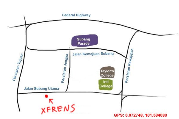 map to XFrens Subang Jaya ss18