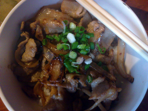 buta shougayaki don - pork belly in ginger sauce with rice